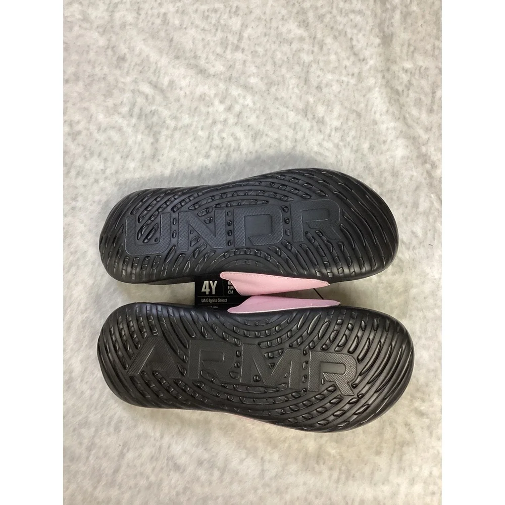 Under‎ Armour Ignite Select Kids 4Y Slides Black Pink Sandals 3027227-001 NEW